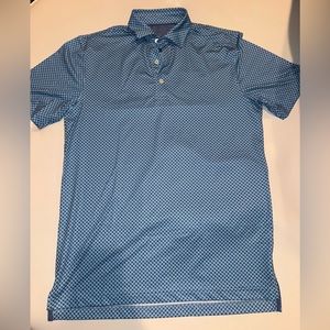 Johnnie O Golf Shirt Modern Performance Polo Geometric Blue Pattern NWOT